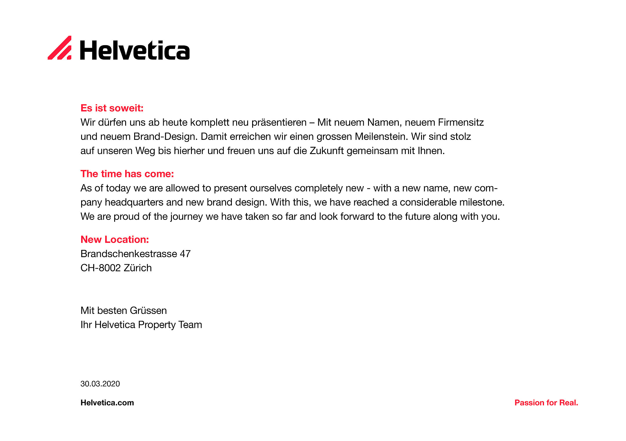 Umzugskarte Helvetica Rückseite
